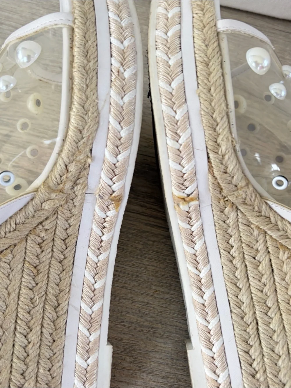 Karl Lagerfeld Paris Corissa wedge sandals Espadrilles Pearls Womens 36 6 White